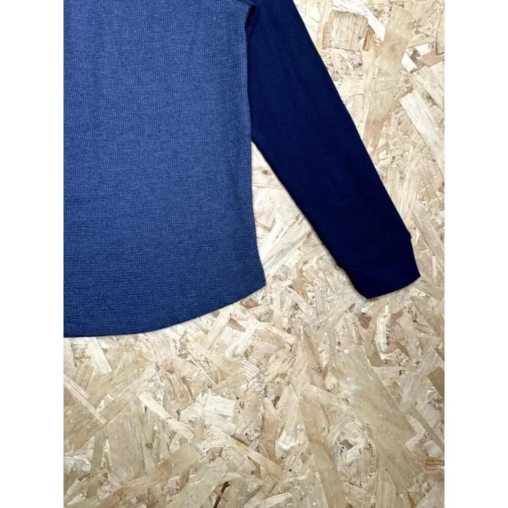 Old Navy Boys Thermal Shirt Size L 10-12 Blue Raglan Long Sleeve Waffle Knit